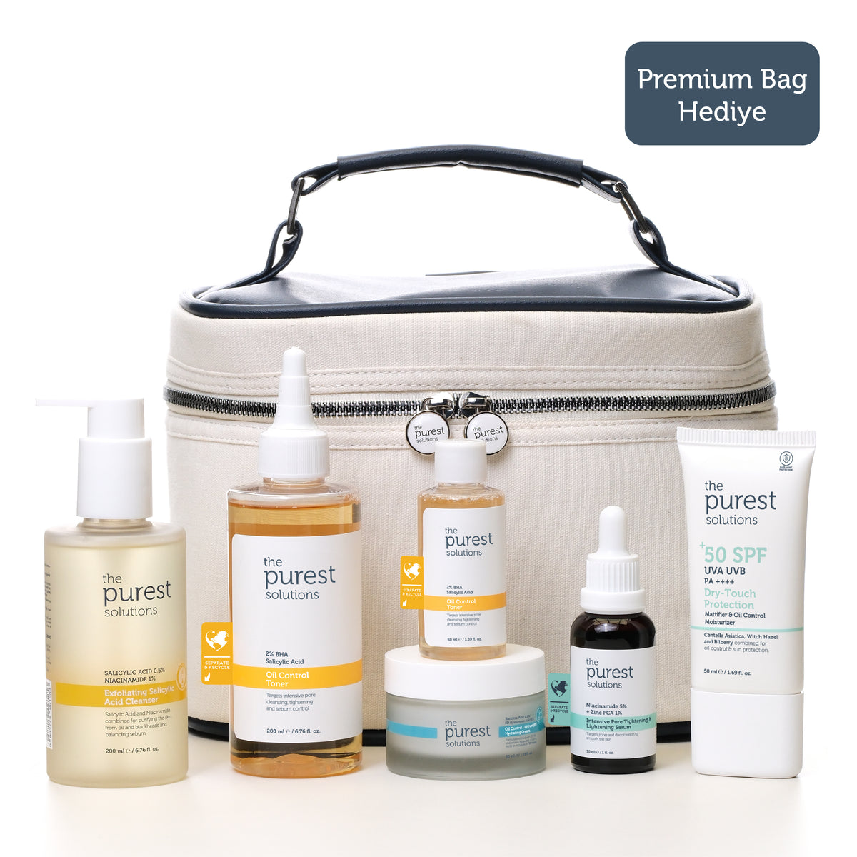 Yağlı Ciltler İçin Cilt Bakım Seti, Premium Bag Hediyeli