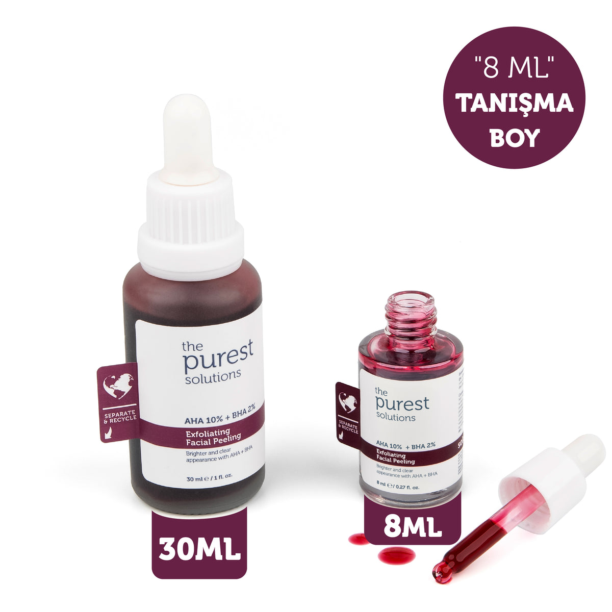 AHA & BHA Canlandırıcı ve Cilt Tonu Eşitleyici Kırmızı Peeling Cilt Serumu 8 Ml