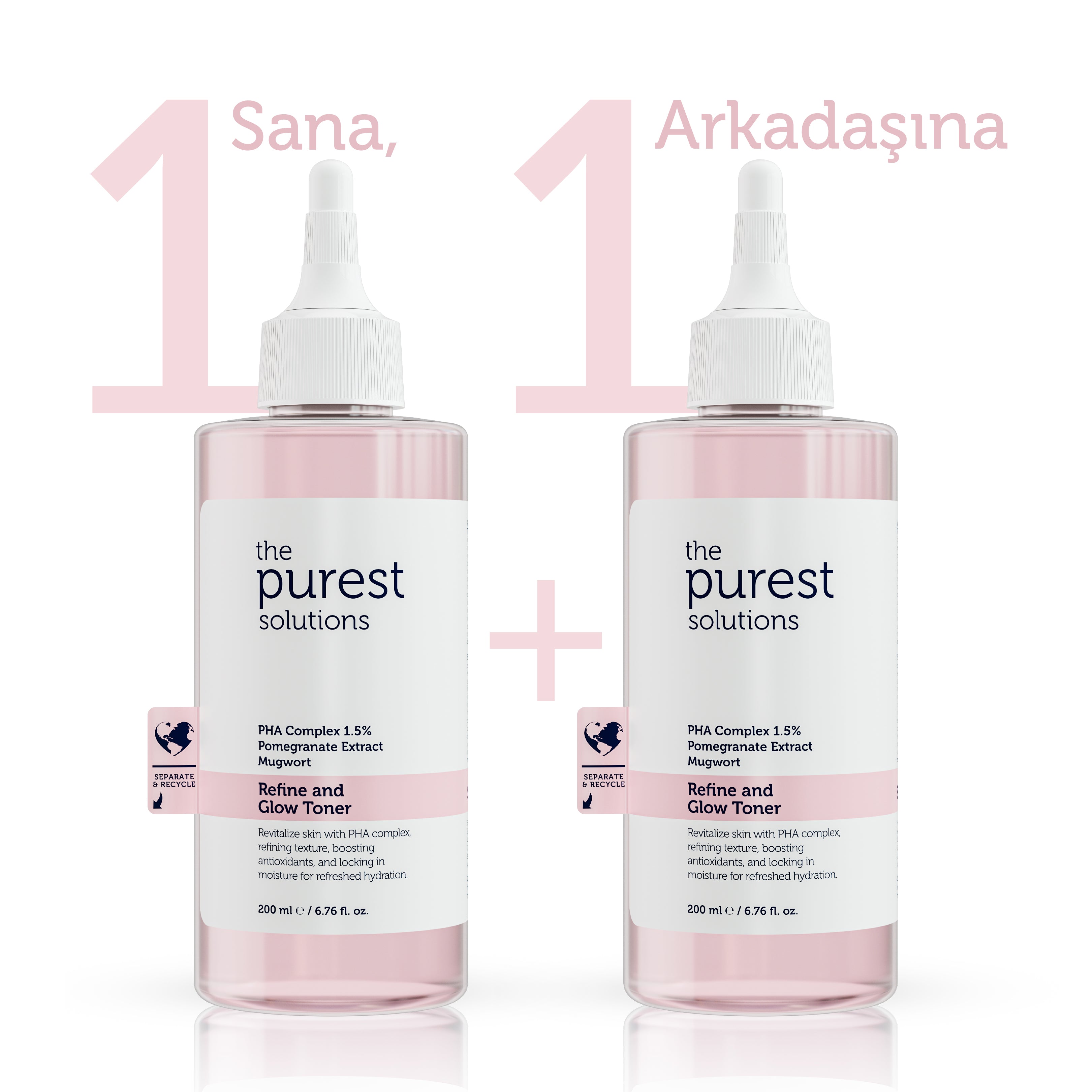 1 für dich, 1 für deine Freundin: Reinigendes und aufhellendes PHA-Toner in Rosa