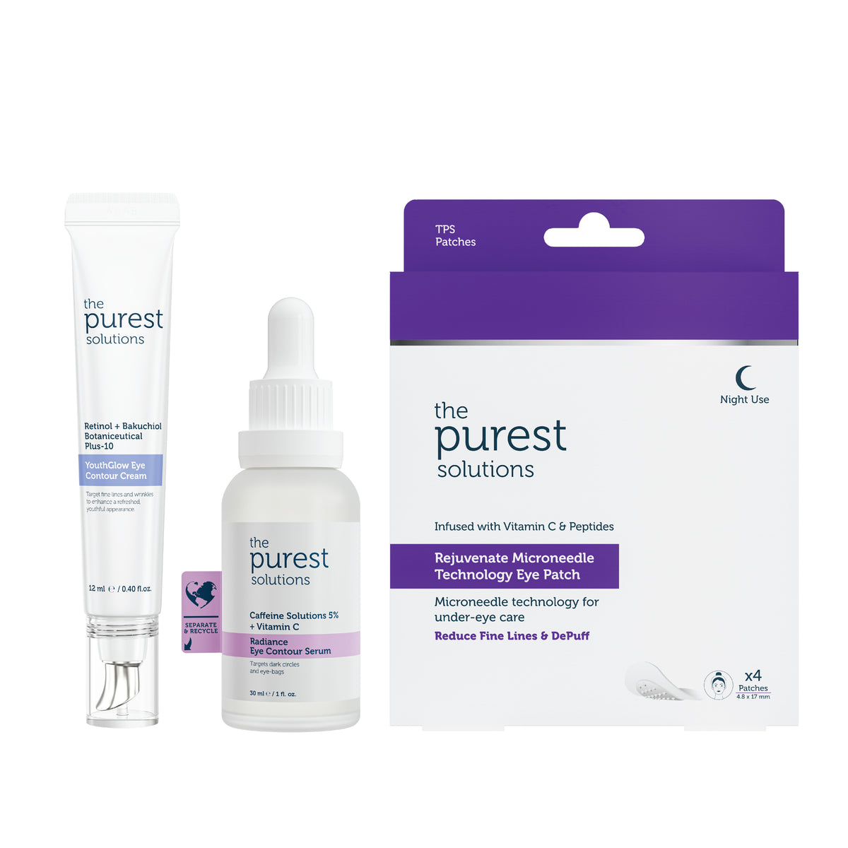 Göz Çevresi Bakım Seti, Göz Altı Bakımı için Kafein, Microneedle ve Retinol İçeren, 3’lü Set
