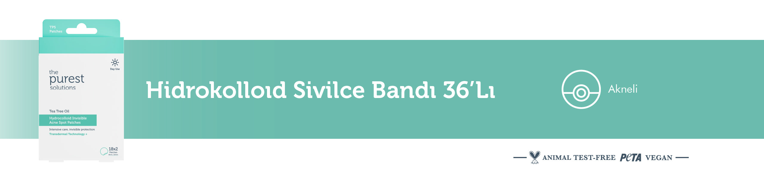 Hidrokolloid Akne Karşıtı & Yatıştırıcı Bant 36'lı
