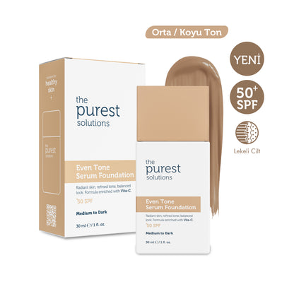 Hauttonausgleichendes und Anti-Pickel-Serum-Foundation LSF 50+, 30 ml – Mittlerer/Dunkler Hautton