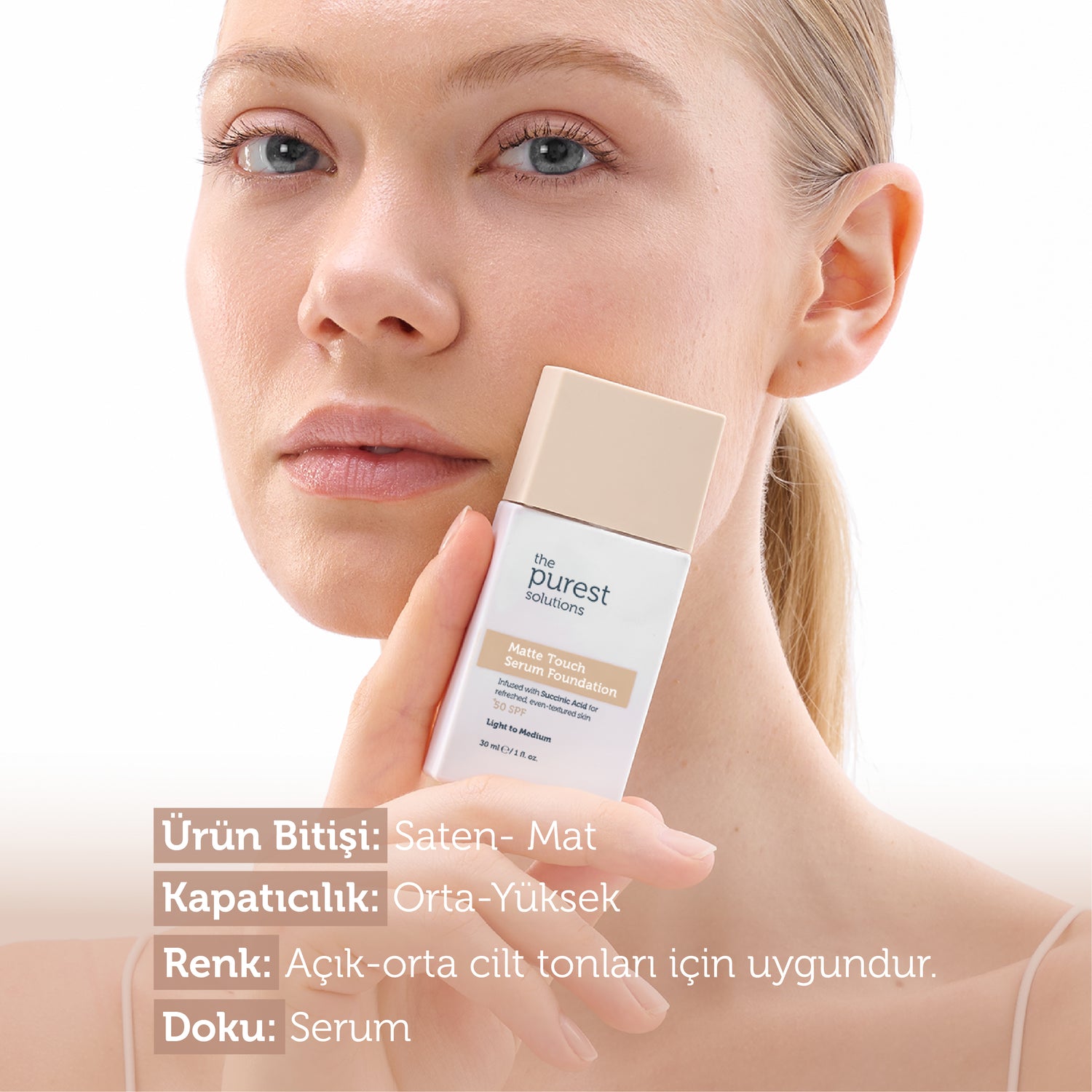 Sebum Balancing &amp; Mattifying Serum Foundation SPF 50+, 30 ml – Light/Medium Tone