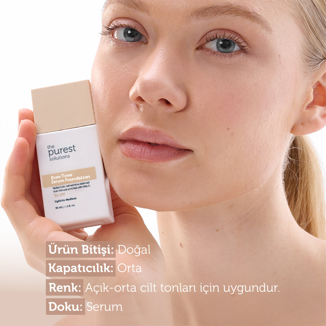Hauttonausgleichendes und Anti-Pickel-Serum-Foundation LSF 50+, 30 ml – Heller/Mittlerer Hautton