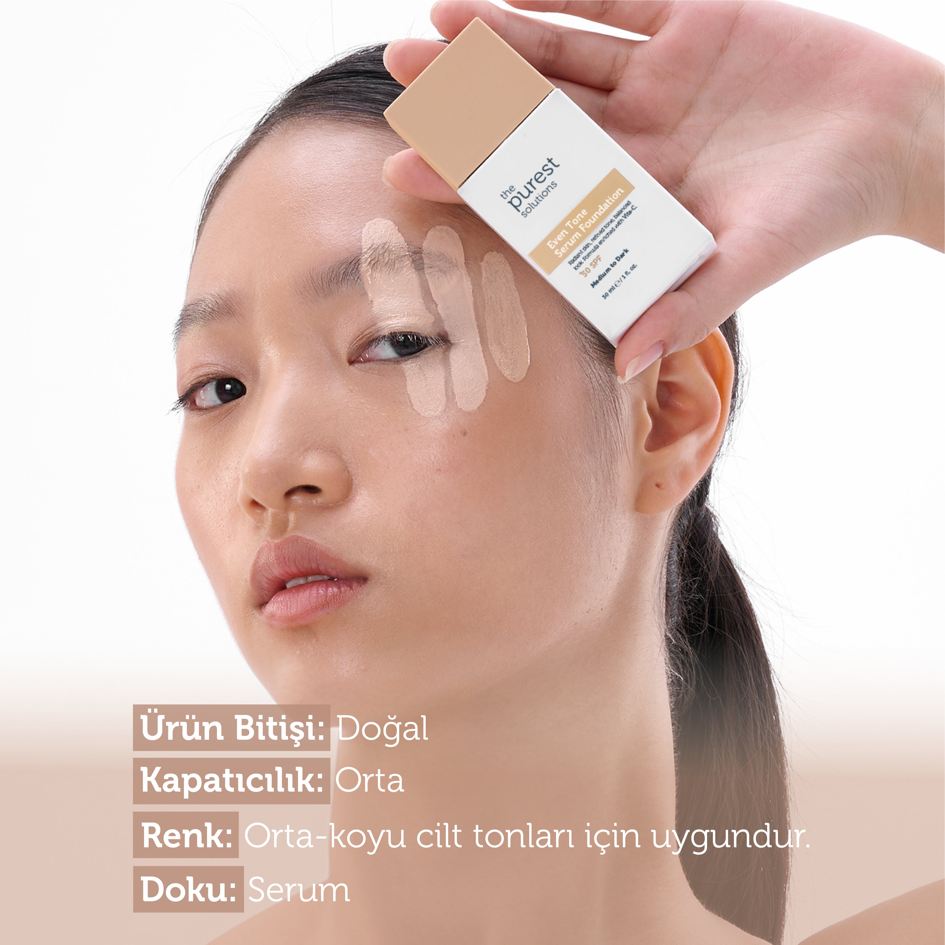 Hauttonausgleichendes und Anti-Pickel-Serum-Foundation LSF 50+, 30 ml – Mittlerer/Dunkler Hautton