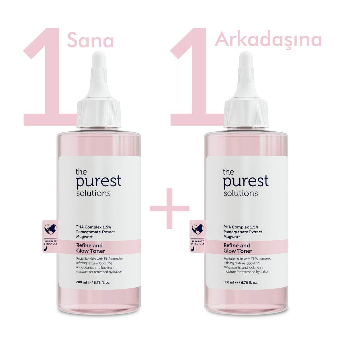 1 für dich, 1 für deine Freundin: Reinigendes und aufhellendes PHA-Toner in Rosa