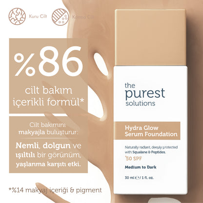 Feuchtigkeitsspendende und revitalisierende Serum-Foundation mit LSF 50+, 30 ml – Mittlerer/Dunkler Hautton