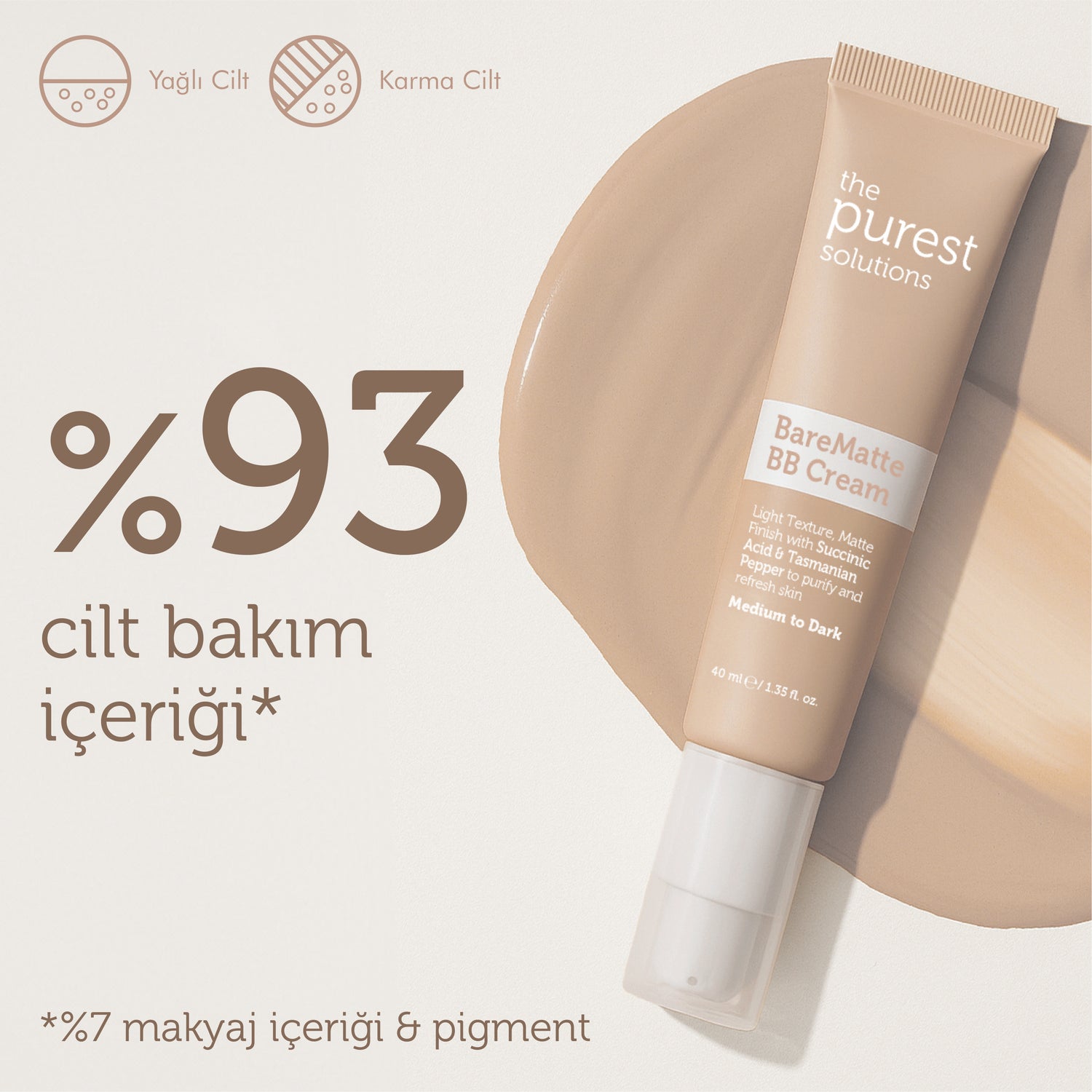 Mattifying BB Cream for Oily and Combination Skin, SPF 50+, 40 ml – Medium/Dark Tone