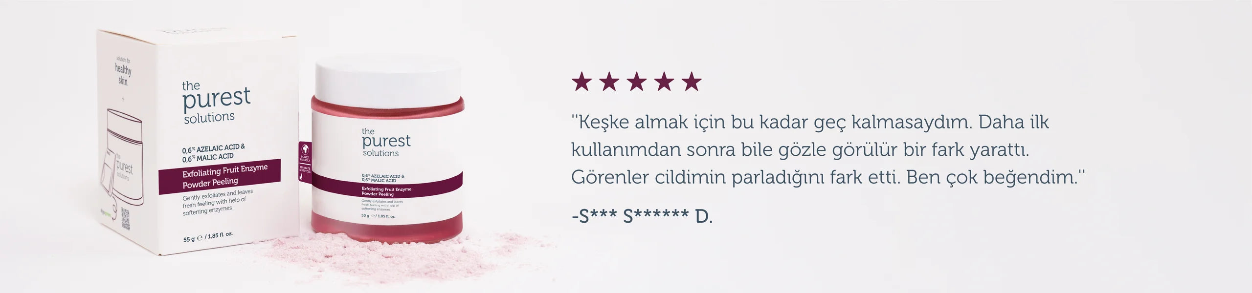 Refill Ekolojik Yedek Paket- Arındırıcı ve Aydınlatıcı Enzim Kırmızı Toz Peeling 55 Gr