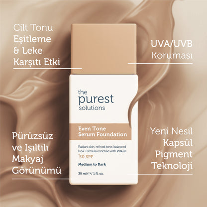 Hauttonausgleichendes und Anti-Pickel-Serum-Foundation LSF 50+, 30 ml – Mittlerer/Dunkler Hautton