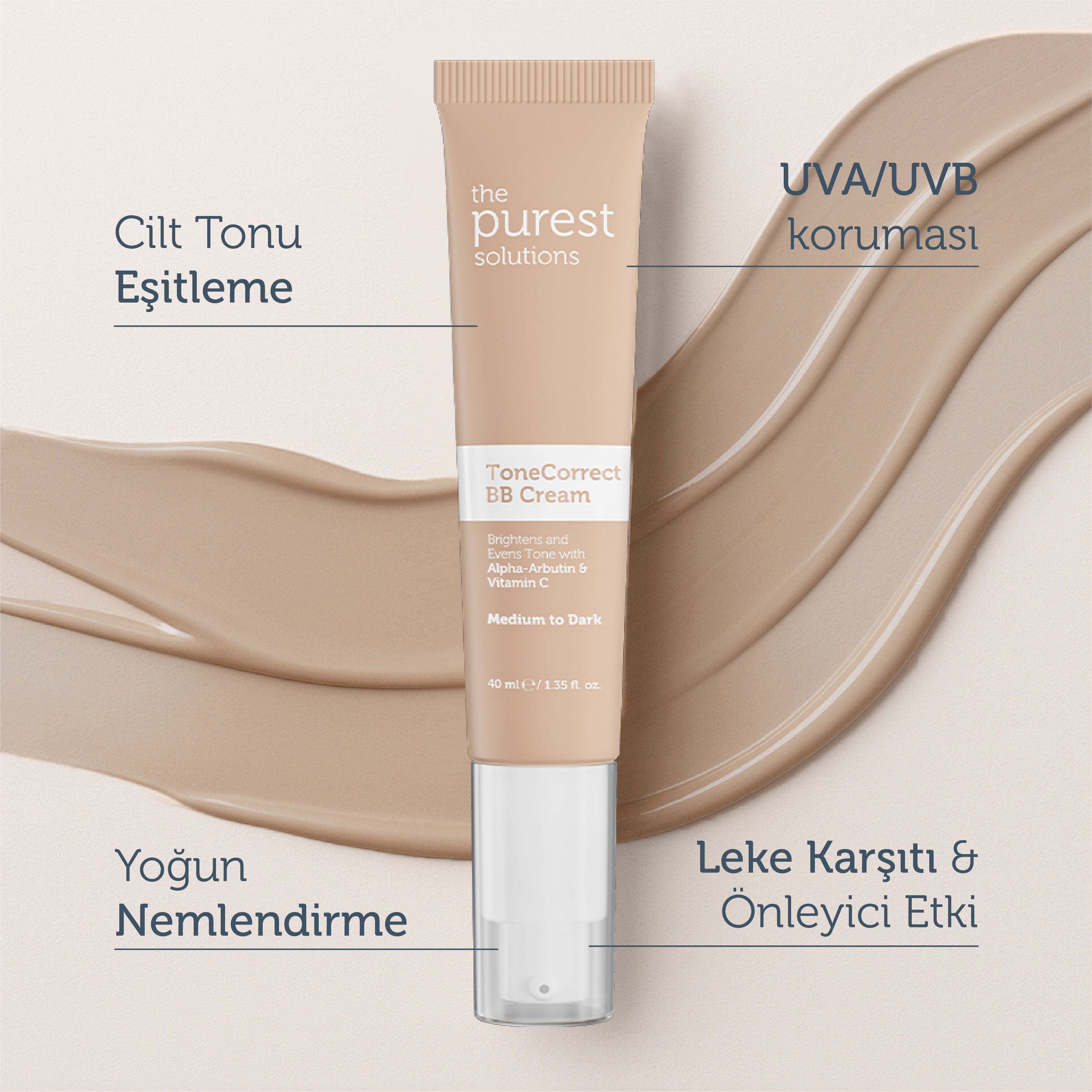 BB Cream for Uneven Skin Tone, SPF 50+, 40ml – Medium/Dark Tone