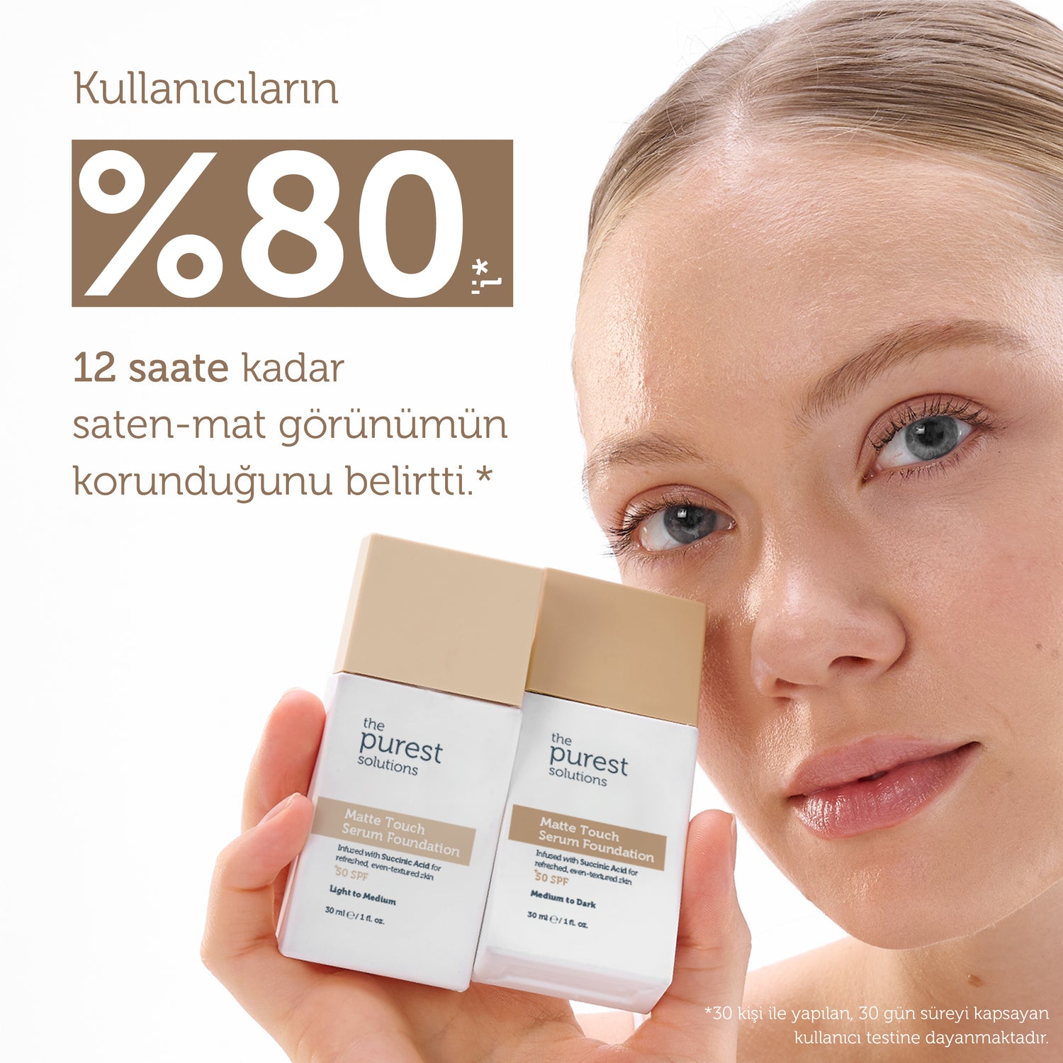 Talgregulierendes und mattierendes Serum-Make-up mit LSF 50+, 30 ml – Mittlerer/Dunkler Hautton