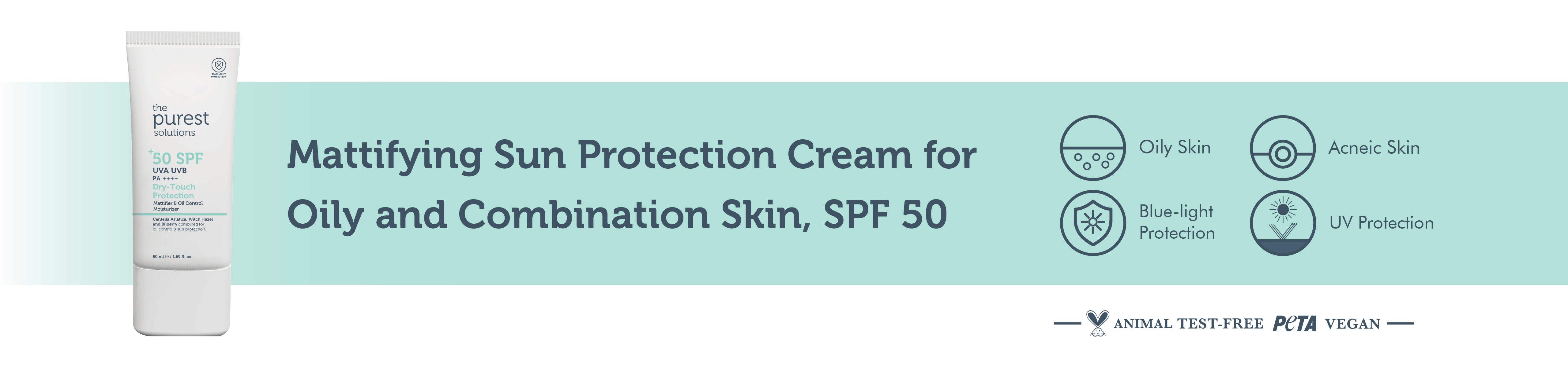 Mattifying Dry-Touch Sunscreen Cream for Oily and Combination Skin, SPF 50, 50 Ml.