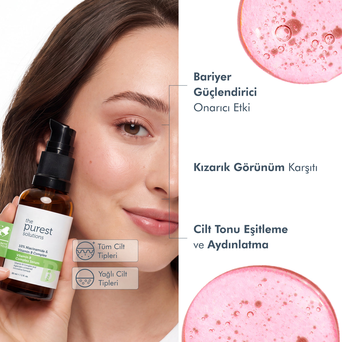 Bariyer Güçlendirici ve Yatıştırıcı B Vitamini Cilt Bakım Serumu 30 Ml