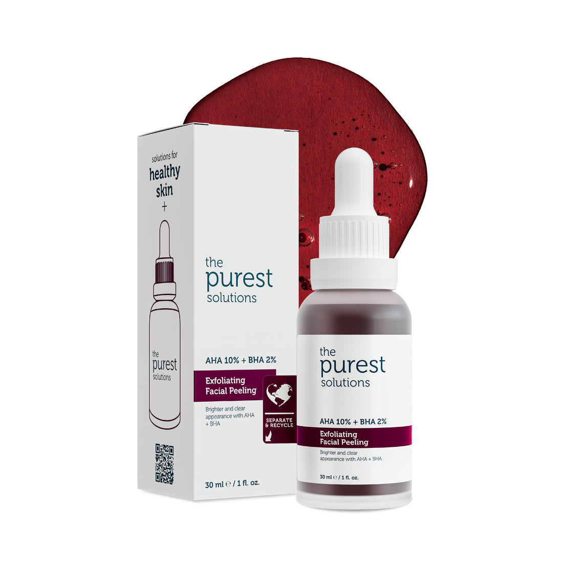 AHA &amp; BHA Canlandırıcı ve Cilt Tonu Eşitleyici Kırmızı Peeling Cilt Serumu 30 Ml