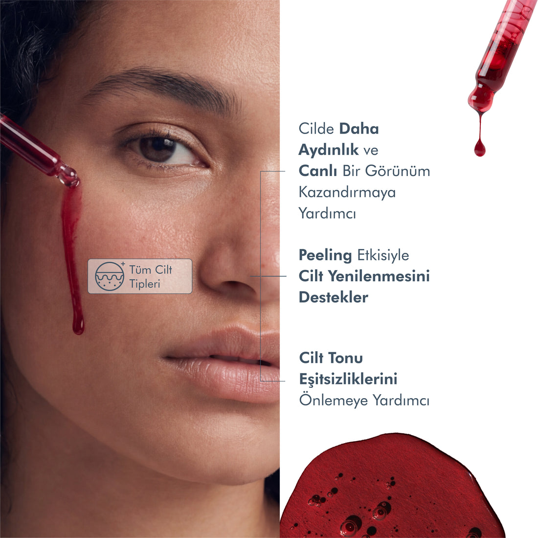 AHA &amp; BHA Canlandırıcı ve Cilt Tonu Eşitleyici Kırmızı Peeling Cilt Serumu 30 Ml