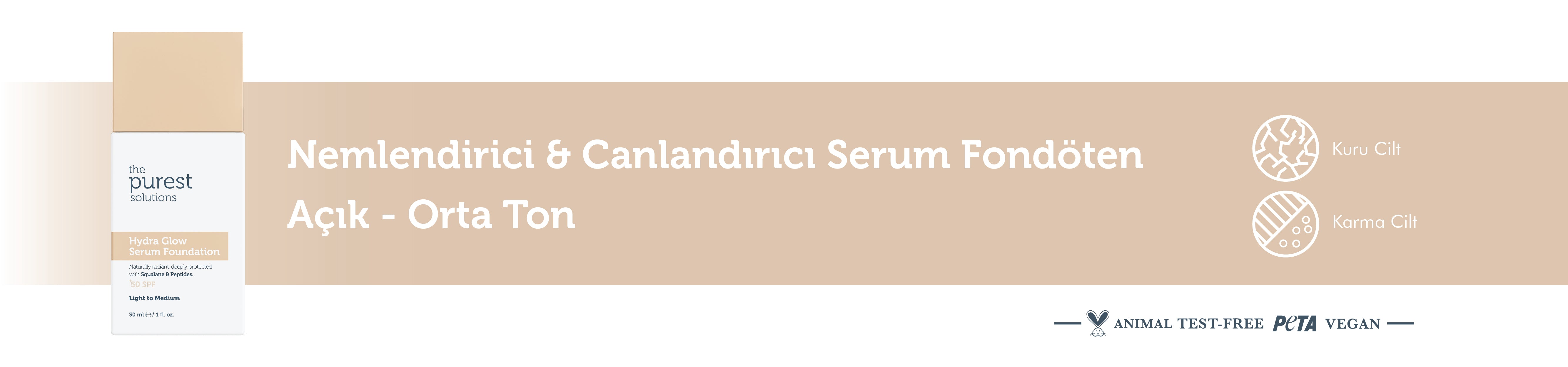 Feuchtigkeitsspendendes und revitalisierendes Serum-Make-up mit LSF 50+, 30 ml – Heller/Mittlerer Hautton