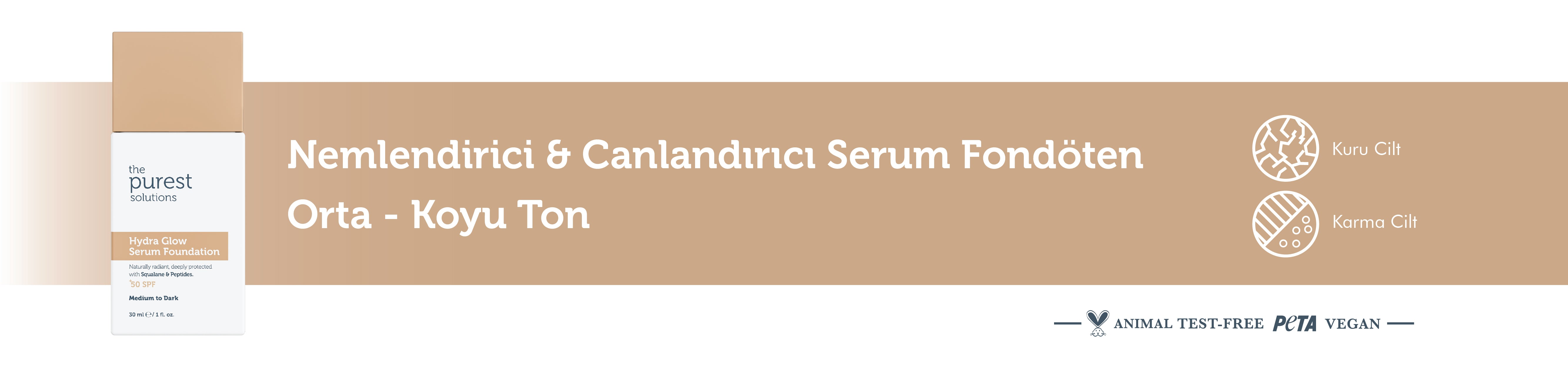 Feuchtigkeitsspendende und revitalisierende Serum-Foundation mit LSF 50+, 30 ml – Mittlerer/Dunkler Hautton