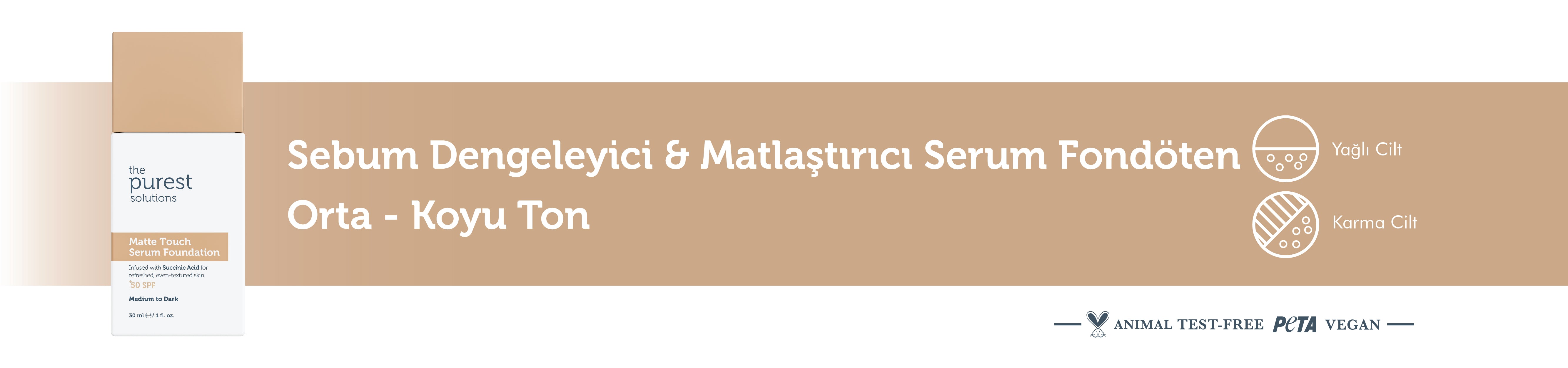 Talgregulierendes und mattierendes Serum-Make-up mit LSF 50+, 30 ml – Mittlerer/Dunkler Hautton