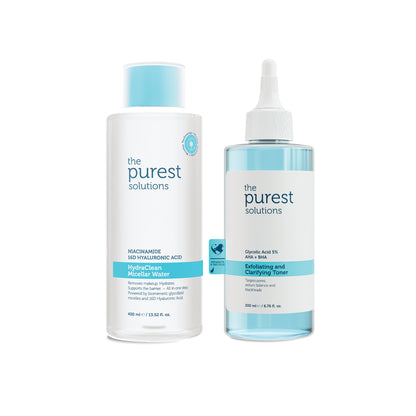 Gözenek Arındırıcı&amp; Yenileyici Set: Micellar Makyaj Temizleme Suyu 400ml&amp; Glikolik Asit Tonik 200ml