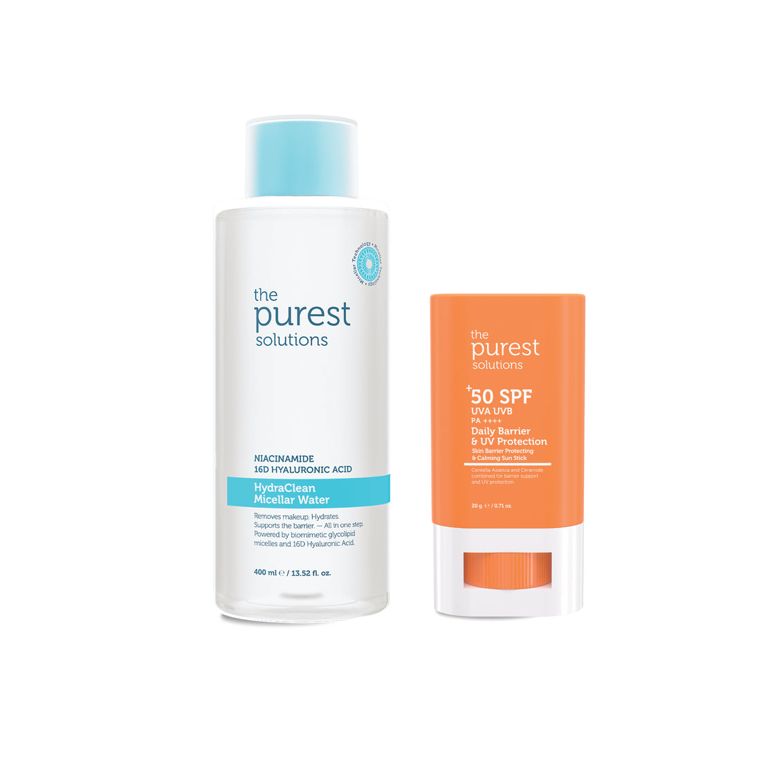 Pratik Koruma &amp; Güçlü Bariyer Seti: Micellar Makyaj Temizleme Suyu 400ml &amp; Güneş Stick SPF50+ 17g