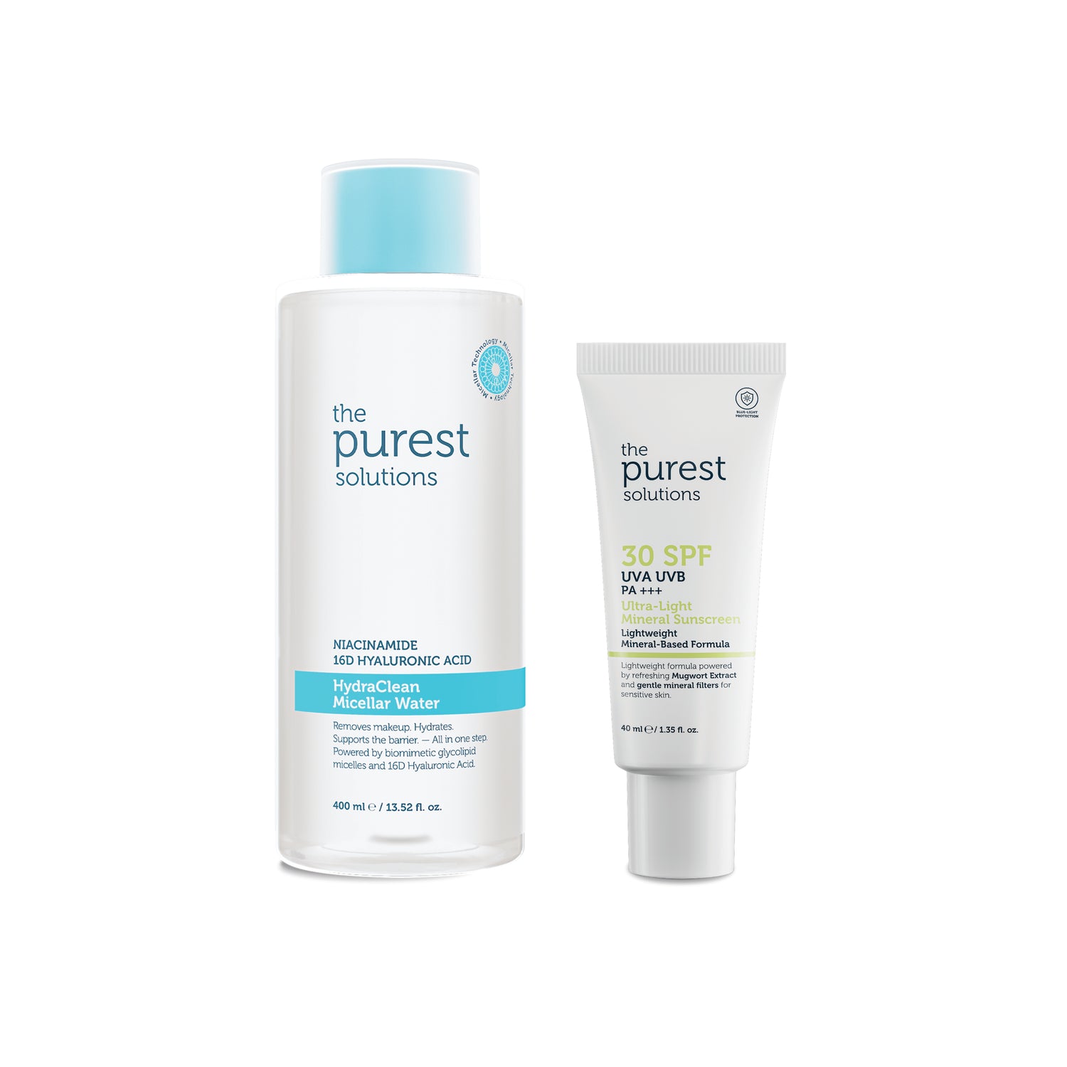 Hassas Cilt İçin Koruyucu Set: Micellar Makyaj Temizleme Suyu 400ml&amp; Mineral Güneş Kremi 40ml