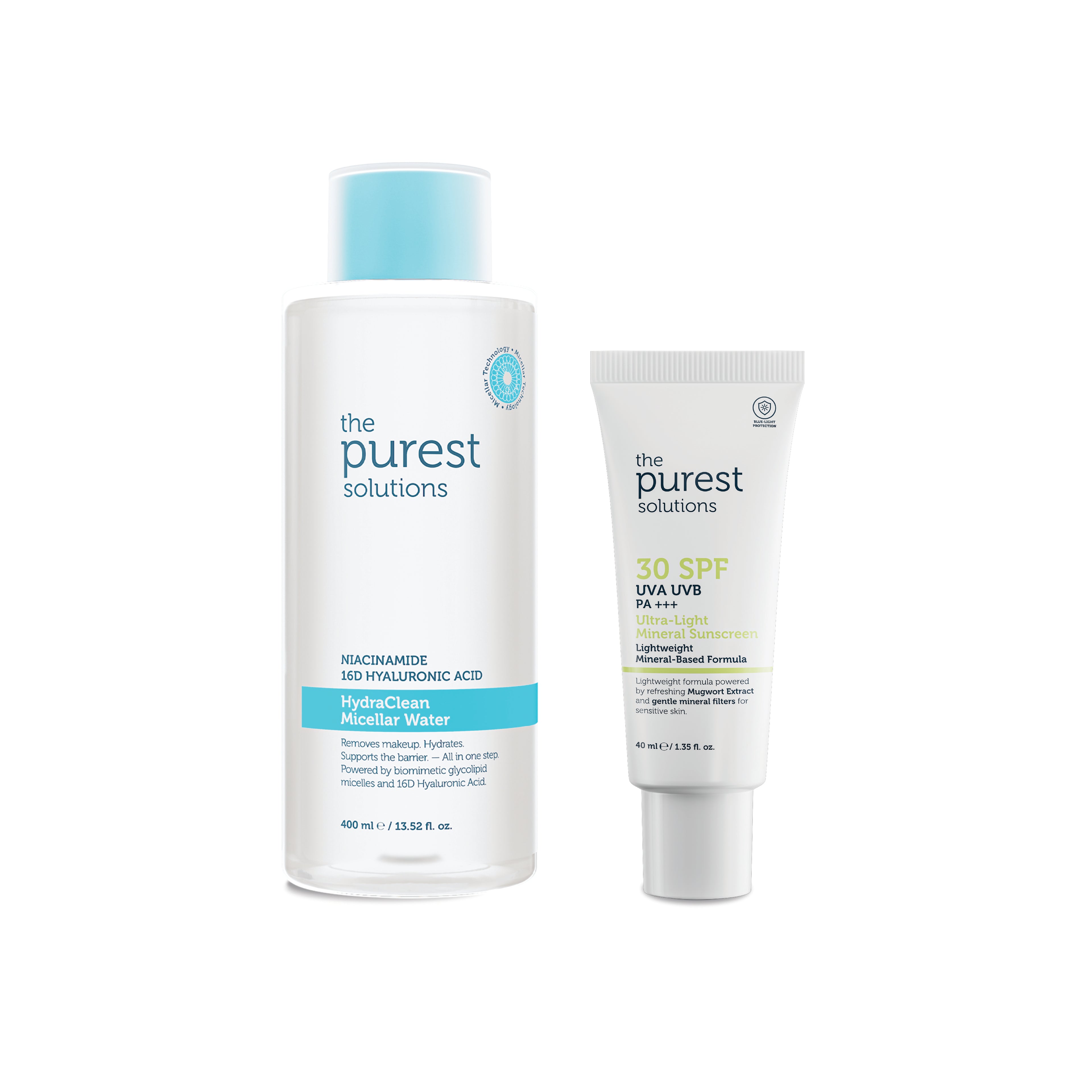 Hassas Cilt İçin Koruyucu Set: Micellar Makyaj Temizleme Suyu 400ml&amp; Mineral Güneş Kremi 40ml