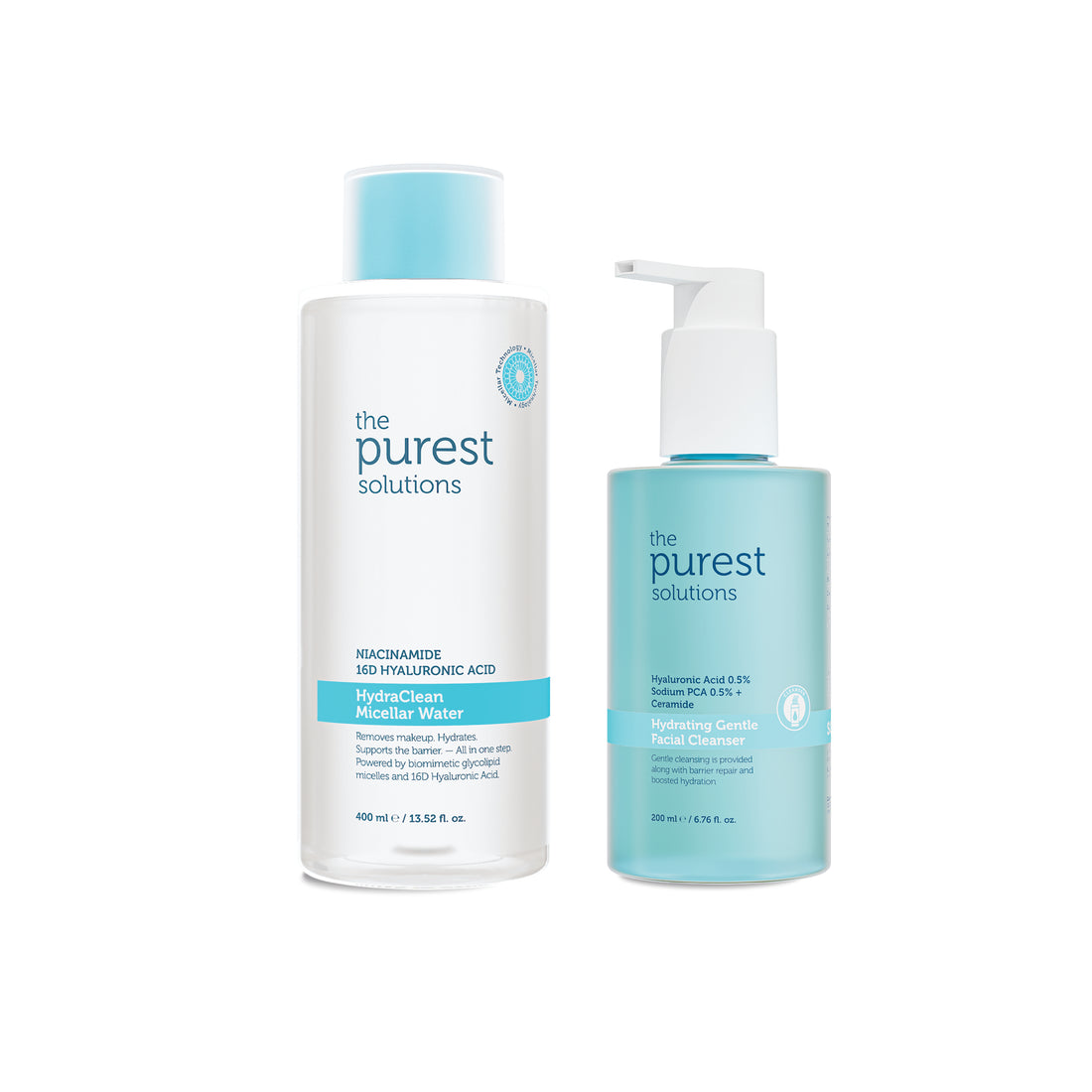 Nazik Temizlik&amp; Nem Desteği Seti:  Micellar Makyaj Temizleme Suyu 400ml &amp; Hyaluronik Jel 200ml