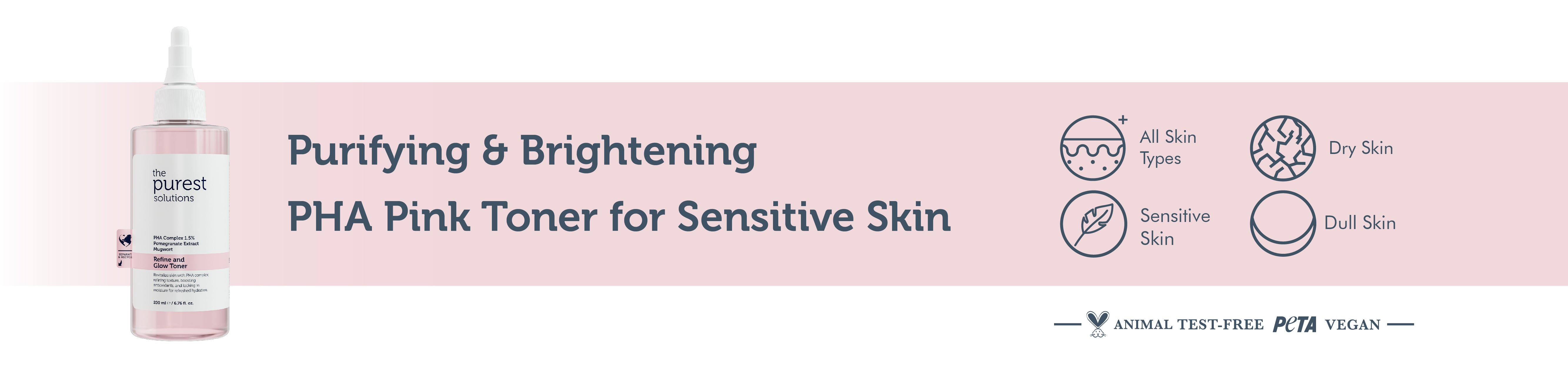 Purifying and Brightening PHA Pink Toner for Sensitive Skin